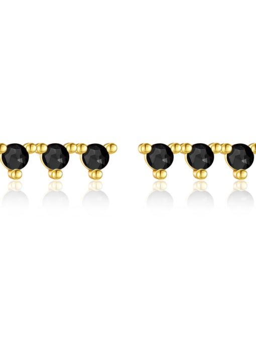 18K gold [Blackstone] 925 Sterling Silver Cubic Zirconia Geometric Dainty Stud Earring